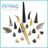 PETIBAG 10Sets หัวกระสุน Warhead หมุดหมุดตกแต่ง ปกหนังแท้ สกรูกรวยหนาม สปอตเล็บ ซ่อมรองเท้าแจ็คเก็ตเข็มขัดกระเป๋า สไตล์พังค์ ทนทานต่อการใช้งาน