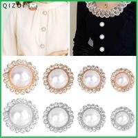 QIZUI 10Pcs อุปกรณ์เสื้อผ้า DIY เย็บปักถักร้อย ปุ่มเสื้อ Rhinestoneเงา ปุ่มเสื้อผ้ามุก อุปกรณ์เย็บผ้า