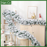 [Han-Co] 2.7เมตรหวายซีดาร์สีขาวตกสำหรับเตาผิงต้นคริสต์มาส,ประตูบันได,พวงมาลัยตกแต่งลานสวน