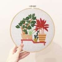 Plant Patterns Embroidery Material Package Hoop DIY Cross Stitch Kits Embroidery Frame Handmade Sewing Supplies Hanging Painting