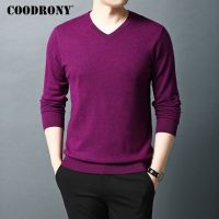 ZZOOI COODRONY Brand Sweater Men Pure Merino Wool Mens Sweaters Autumn Winter Thick Warm Cashmere Pullover Men V-Neck Pull Homme 93014