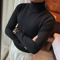 Plus Size 4XL-M Autumn Winter Turtleneck Fashion Simple Slim Fit Long Sleeve Sweater Men Clothing High Collar Casual Pullovers