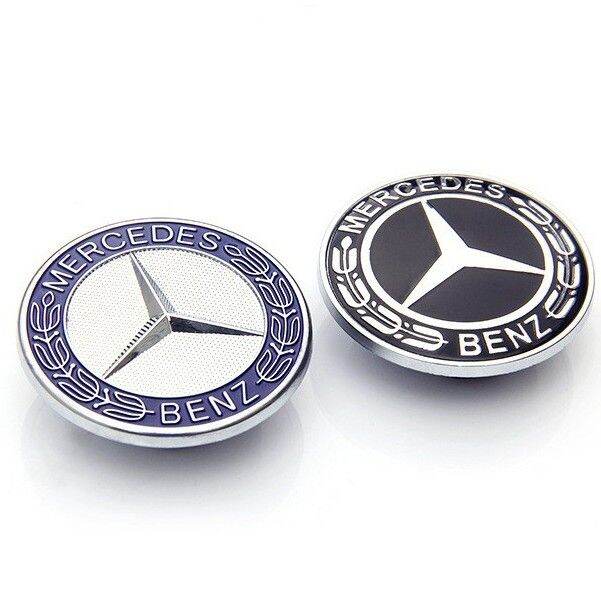 ZR For 57mm Mercedes Benz Hood Black blue Laurel Wreath Front Badge Car ...