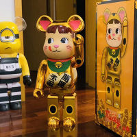 Bearbrick ไฟฟ้ารุนแรงหมีสองโชคดีแมวโกลเด้นนมสาวตุ๊กตารุ่น1000%