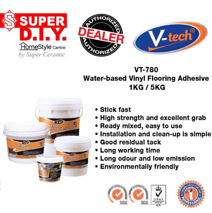VTECH VT780 Waterbased Vinyl Flooring Adhesive 1KG / 5KG Lazada