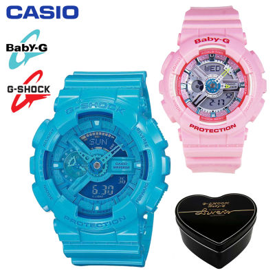 G-Shock Baby-G GA110 BA110 ชายและหญิงคู่กีฬานาฬิกากันน้ำและกันกระแทกเวลาโลกนำหน้าจอแสดงผลคู่ 4 ปีรับประกันสากล BA-110CA-4A GA-110B-2