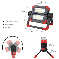 LED กลางแจ้งตั้งแคมป์ไฟฉายโคมไฟโคมไฟฟลัดไลท์โคมไฟ Floodlight ซัง LEDs ปอตไลท์โคมไฟสวนที่มีในตัวชาร์จแบตเตอรี่