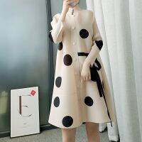 2023 Spring and Autumn Single breasted Standing Collar Light Mature Print Dotted Three House Windbreaker Coat