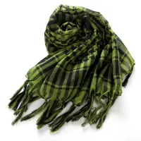 Unisex Scarf Cotton Lightweight Plaid Tassel Arab Desert Shemagh