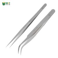 1Pcs Electronics Industrial Tweezers Straight/Curved Tips Precision Stainless Steel Forceps Clips Mobile Phone Repair Hand Tools