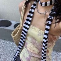 Harajuka Scarf JK Knitted Women Punk Korean Striped Y2K Simple Winter Gothic Original Design Warm Scarf Shawl Accessories2023