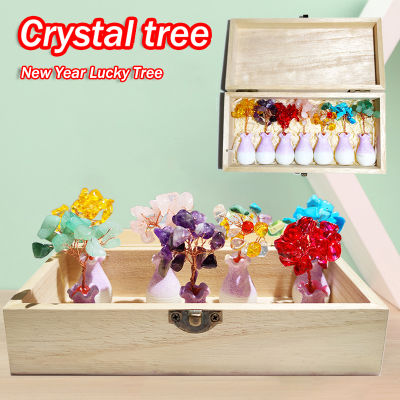 Hand-Made Mini Miniature Crystal Tree Of Life คริสต์มาสของขวัญงานแต่งงานจี้ประดับจี้อัญมณีธรรมชาติหินหยาบ