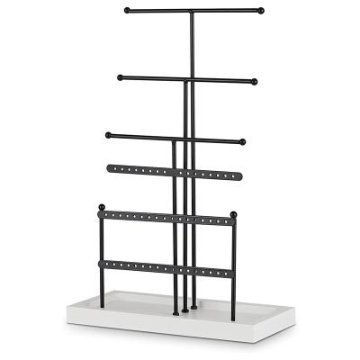 Pink Memory Jewelry Organizer Tabletop Jewelry Holder 6Tier Jewelry Tree Display Stand with Tray,For Earring Necklace Bracelet