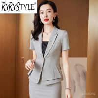 RYRYSTYLE 2023ใหม่กางเกงสูทมืออาชีพแขนยาวปานกลางสำหรับผู้หญิงเสื้อสูท936สำหรับสัมภาษณ์