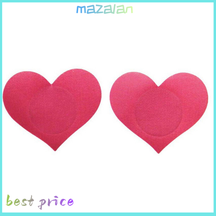 mazalan-สติกเกอร์ติดหน้าอกร่างกายผู้หญิง2ชิ้นสติกเกอร์ติดแผ่นปิดหัวนมรูปหัวใจแบบใช้แล้วทิ้ง