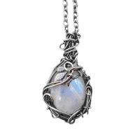 Natural Stone Necklace Vintage Moonstone Collar Clavicle Chain Necklace Ethnic Prom Mystery Fairy Leaf Rattan Necklaces Jewelry