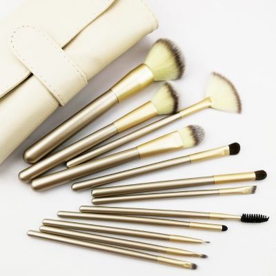 ❁ 12 makeup brush set beginners a full range of beauty makeup tool with PU bag grooming shading eye shadow brush painting