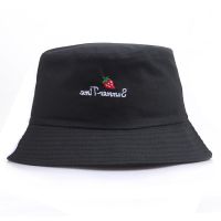 Japanese literature and art all-match soft girl basin hat Korean version cute letter strawberry embroidered fisherman hat summer sun protection hat