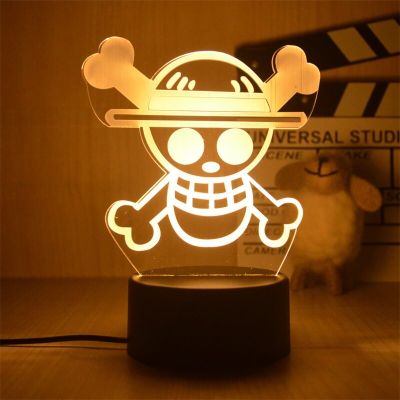 🧡หนึ่งชิ้น Monkey D ฟิกเกอร์ลูฟี่3D ภาพลวงตาไฟ LED กลางคืนแสงสัมผัสกลางคืนแสงแฟลชอุปกรณ์ตกแต่งห้องนอนหุ่นของเล่นโต๊ะทำงาน