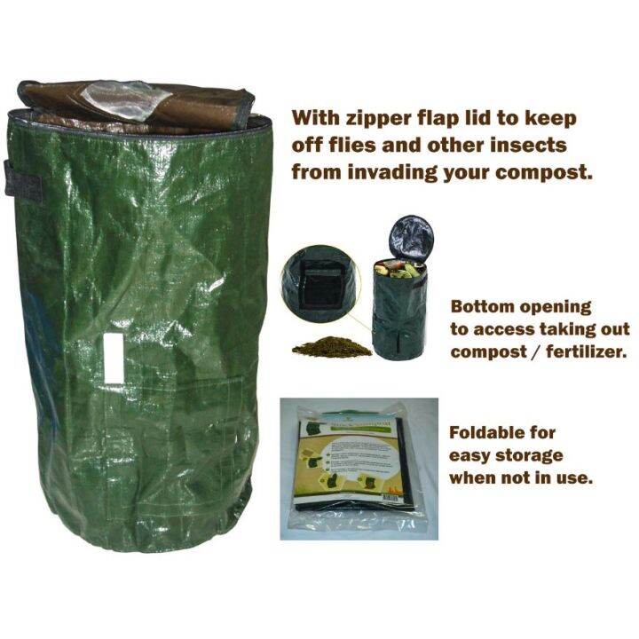 Compost Bag Waste Disposal Composter Bag Garden Waste Bin Garden
