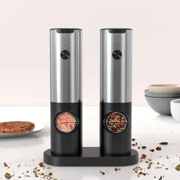 Electric Salt And Pepper Grinder Set Base Charging Stainless Steel USB  Rechargeable Automatic Pepper Mill Salt Adjustable Spice