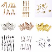 11/12Pcs/set Vintage Dollhouse Miniatures Tableware Mini Cutlery Knife Fork Spoon Childrens Toy For Doll House Decor Electrical Connectors