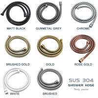 Stainless Steel Shower Hose Bathroom Bidet Plumbling Tube Chrome Black Grey Rose Gold White Grey 1.5M Shower Hose G12 Connector