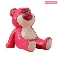 BASILBLA ฟิกเกอร์แอคชั่น lotso ที่วางโทรศัพท์มือถือรูปหมีสตรอเบอร์รี่ ตำแหน่งนั่งนั่ง หมีสตรอเบอร์รี่ อุปกรณ์เสริมโทรศัพท์ พีวีซีพีวีซี ตกแต่งเดสก์ท็อป