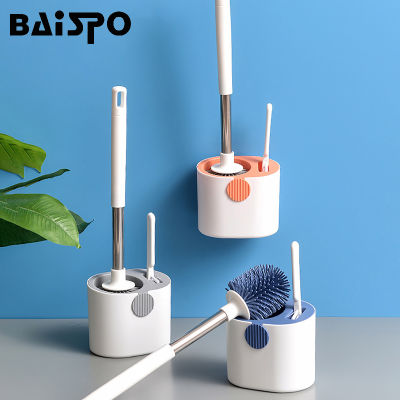 BAISPO Long-handled silicone toilet brush wall-mounted cleaning brush toilet no dead angle gap cleaning bathroom accessories set
