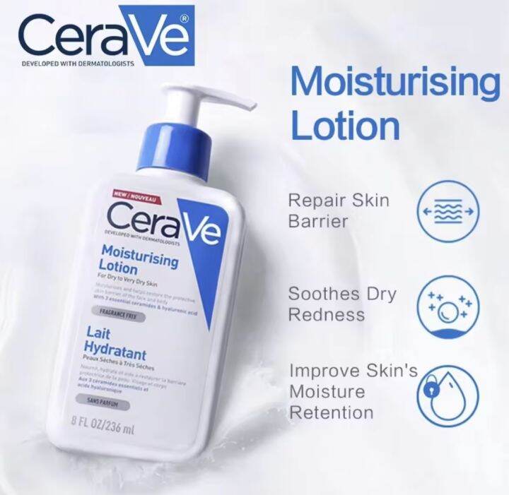 แท้100-เซราวี-cerave-moisturising-lotion-โลชั่นบำรุงผิว-เนื้อสัมผัสบางเบา-236ml-โลชั่น-moisturising-lotion-ผิวชุ่มชื้น