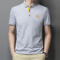 （HOT) ฤดูร้อนปกพับ polo เสื้อเชิ้ตธุรกิจลำลองแขนสั้นแฟชั่นวัยรุ่นเสื้อแขนสั้นผู้ชายเสื้อปักผ้าฝ้ายแท้ T เสื้อ