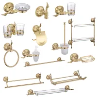 Gold Luxury Bathroom Hardware Set European-Style Classical Gold-Plated Towel Rack Antique Varved Bathroom Accessories Set