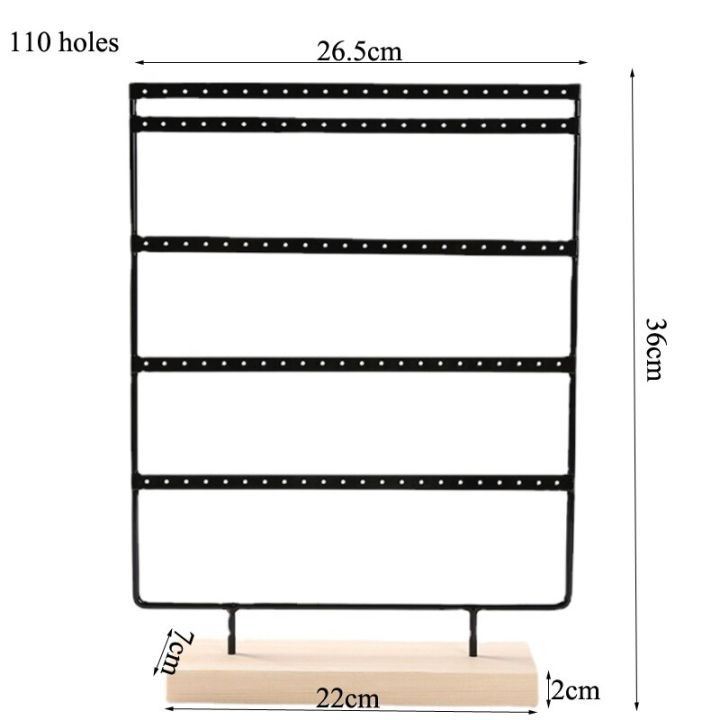 แท่นวางหู5ชั้นสำหรับตั้งโชว์กล่องเครื่องประดับใหม่แท่นวางหูพร้อมฐานไม้