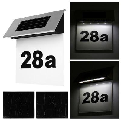 1Pc LED พลังงานแสงอาทิตย์โคมไฟติดผนัง LED โคมไฟประตูสแตนเลสกลางแจ้ง Apartment House Porch ตัวเลข Light พร้อม Backlight