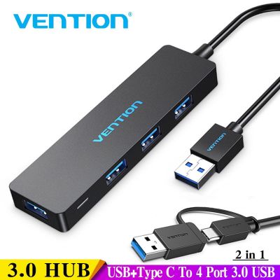 Vention 4-ฮับ USB พอร์ต3.0 2.0บางเฉียบข้อมูลฮับชนิด C ศูนย์กลางสำหรับ Macbook,Mac Pro/mini,iMac,Surface Pro,XPS,โน้ตบุ๊คพีซี,ฮับ USBC Feona