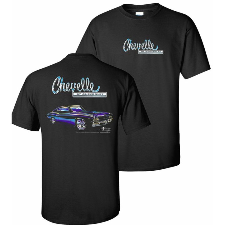 cotton-soft-chevelle-t-shirt-black-w-1969-blue-chevy-car-amp-chevelle-by-chevrolet-script-mfe3