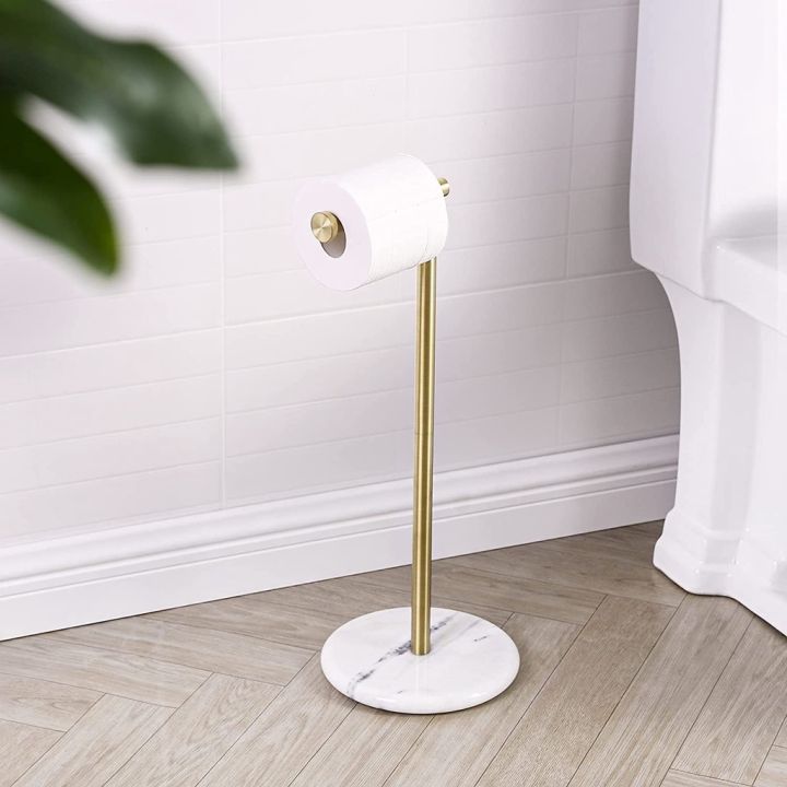 Bathroom Toilet Paper Holder Stand Marble Tissue Roll Holder SUS304  Stainless Steel Freestanding