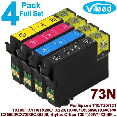 Compatibl4 Pack 73N BK C M Y Ink 73 for EPSON T0731N / T0731 + T0732N / T0732 + T0733N / T0733 + T0734N / T0734 Print Cartridge for T10 T11 T13 T21 T30 T40W TX100 TX101 TX102 TX103 TX110 TX111 TX113 TX121 TX200 TX210 TX209 TX213 TX220 TX300F TX400 Printer