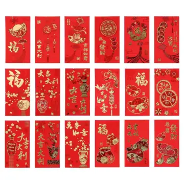 6pcs 2023 New Chinese New Year Red Envelopes On Hard Paper