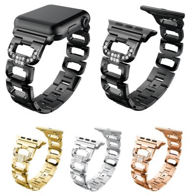 ✽❃ สายนาฬิกาสแตนเลสสตีลลิงค์สำหรับ Apple Watch 44mm 42mm 40mm 38mm Strap Diamond Replacement Bracelet Series 1/2/3/4/5