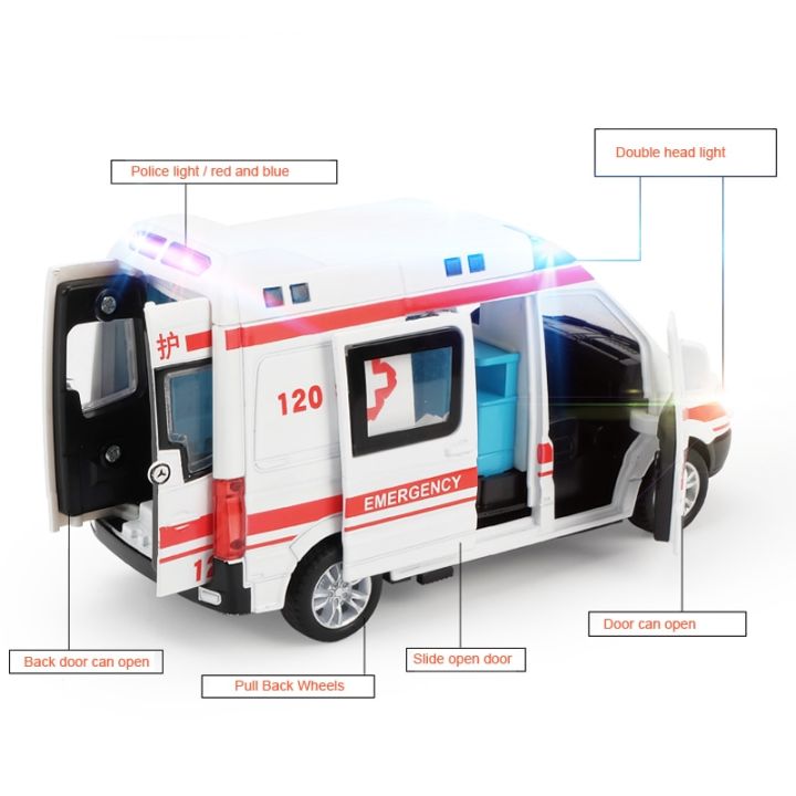 รถพยาบาลโลหะ1-32จำลองโรงพยาบาลด้วยเสียงและแสงรถ-diecast-ของเล่นโมเดลรถยนต์โรงพยาบาล