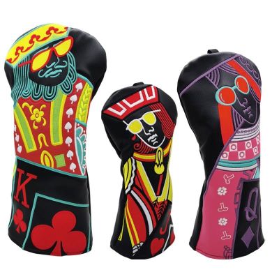 ❏✢◇ king and monarchess Golf Woods Headcovers Covers For Driver Fairway Hybrid 135H Clubs Set Heads PU Leather Unisex