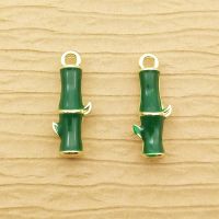 10pcs 6x16mm enamel bamboo charm for jewelry making cute earring pendant bracelet necklace charms accessories gold plated