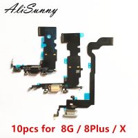 AliSunny 10ชิ้นสายเคเบิ้ลยืดหยุ่นสำหรับชาร์จพอร์ต iPhone X 8 Plus 8G XS XR 11 USB ตัวเชื่อมต่อแท่นชาร์จไมโครโฟนซ่อมแซม