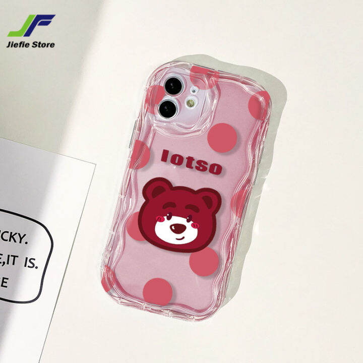 เคสโทรศัพท์สุดเท่ห์หมีลายสตรอเบอร์รี่การ์ตูน-jiefie-สำหรับ-vivo-y21-y21t-y21a-y21s-y33s-y33t-y22-y22s-y91-y93-y95-y50-y30-คลื่น-y30i-ออกแบบเคสป้องกันการกระแทกพิเศษ