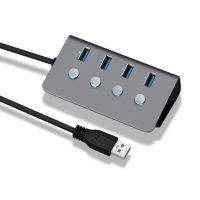 3.0USB 4พอร์ตความเร็วสูง HUB อลูมิเนียมอัลลอยด์อิสระปุ่มสวิทช์ Hub คอมพิวเตอร์ Splitter ขยาย Dock