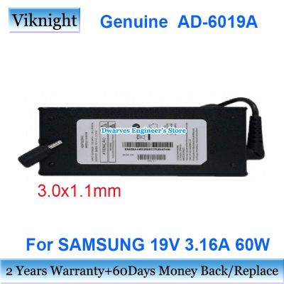 แล็ปท็อป AD-6019E แท้ Charger Adaptor 19V 3.16A สำหรับ SAMSUNG 9 PRO NP940X5N NP550XTA 730U3E 35X0AA 55X0AA 740U3E 670ZXE 870ZSG รับประกันสองปี