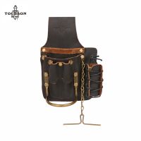 (RUIO)Tourbon Leather Electrician Tool Organizer Pouch Belt Waist Bag Hammer Holde Tool Carrier Black Woodworking