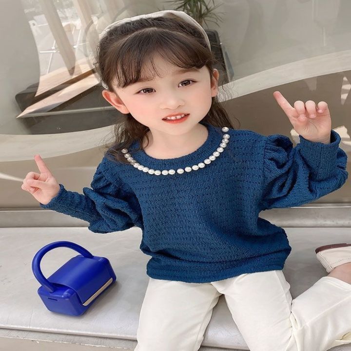 girls-render-unlined-upper-garment-of-children-new-fund-2023-autumn-outfit-fashionable-pearl-long-sleeved-to-the-spring-and-period-girl-take-a-coat