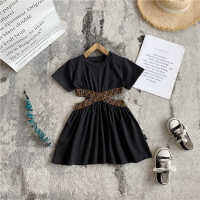 Baby Toddler Girl Kids Dress Elegant Goth Dress Black Short Sleeve Tutu Sundress Backless Party Dresses 2 3 4 5 6 7 8 Years Old